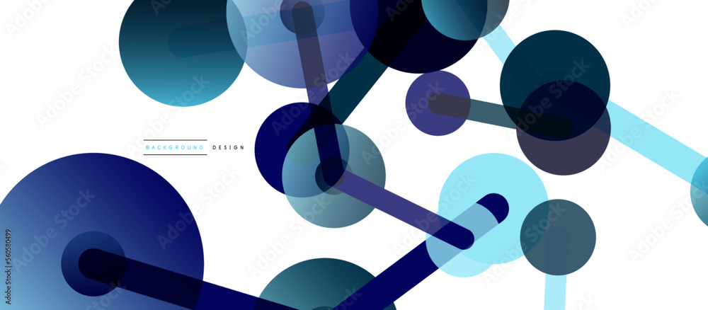 Poster line points connections geometric abstract background. circles connected by lines. trendy techno bus
