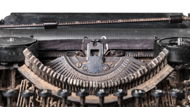Vintage typing machine close up