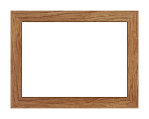 Empty brown wooden frame on transparent backgtound.