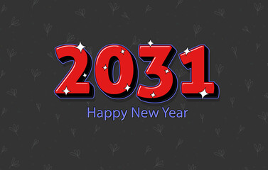 Happy New Year 2031 Numbers Written In a Red Bold Font On Floral Background.