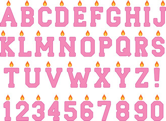 Pink Birthday Candle Alphabet Letter & Number Clipart - Color