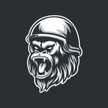 Angry gorilla with helmet vector illustration