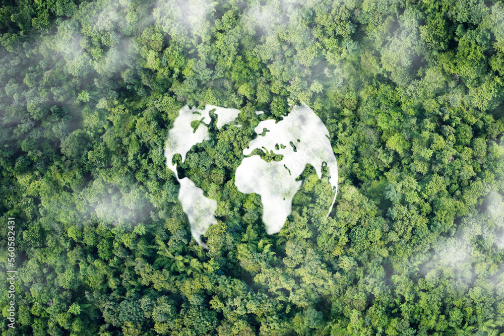 Wall mural environmental technology concept. sustainable esg modernization development by using technology of r