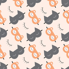 Pattern of a fox and a cat sleeping mask