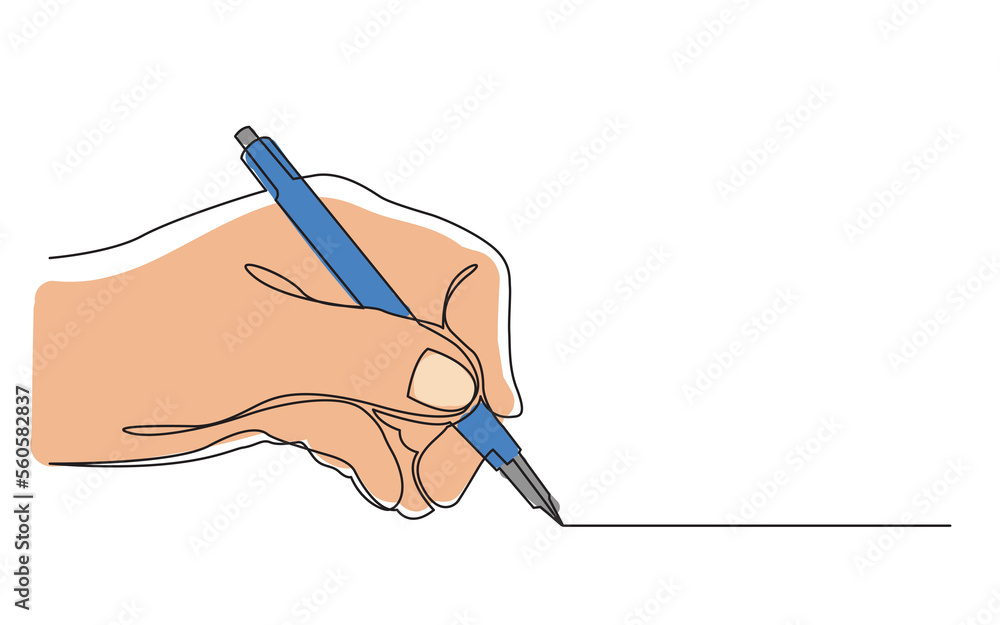 Poster continuous line drawing hand drawing line with pen in color - png image with transparent background