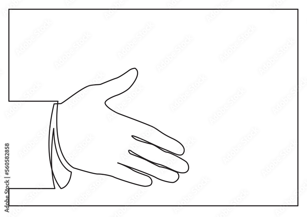 Poster continuous line drawing hand greeting gesture - png image with transparent background
