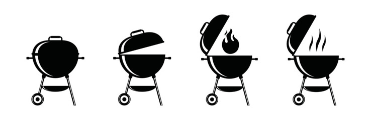 BBQ grill icon logo design. Barbecue icon symbol, vector illustration