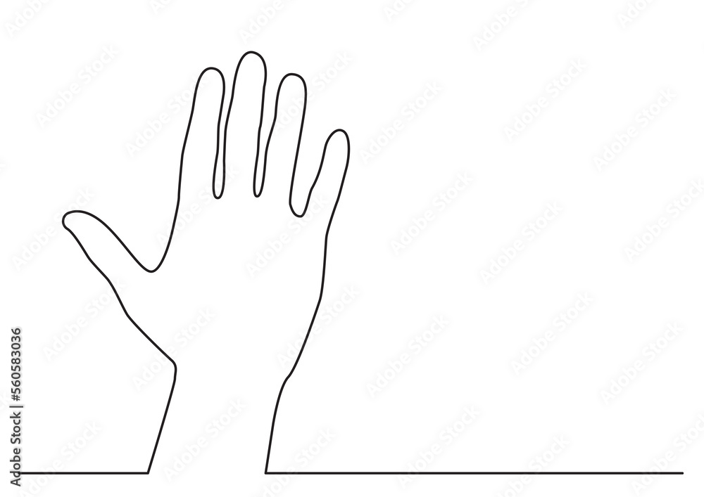 Poster continuous line drawing hand waving gesture - png image with transparent background