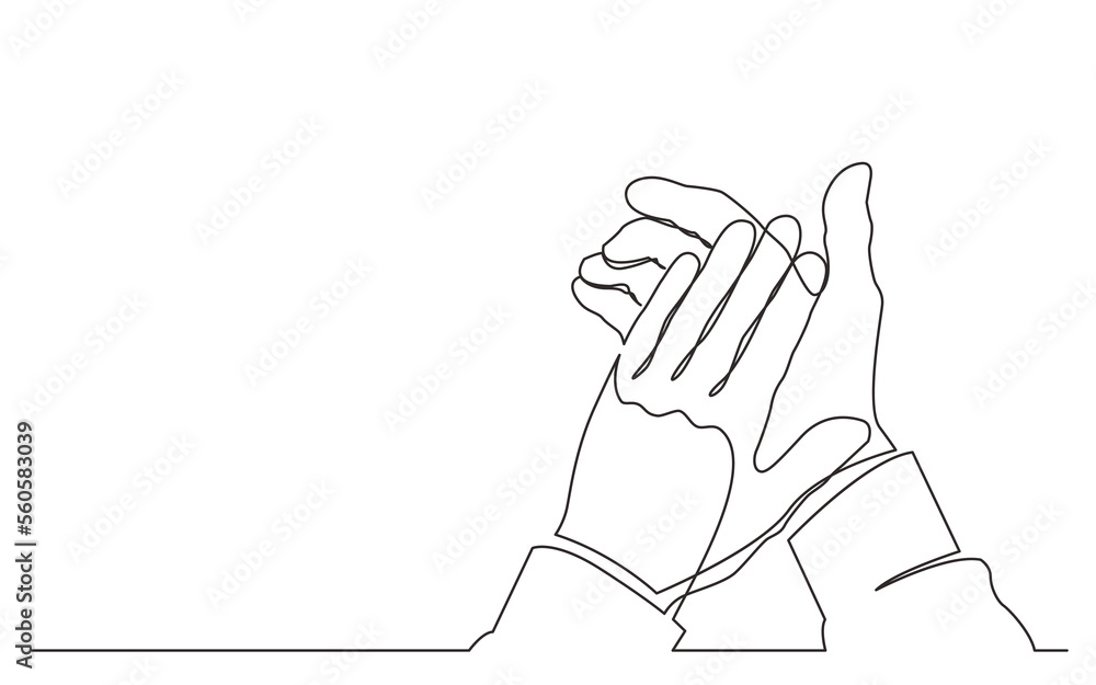 Poster continuous line drawing hands applauding - png image with transparent background