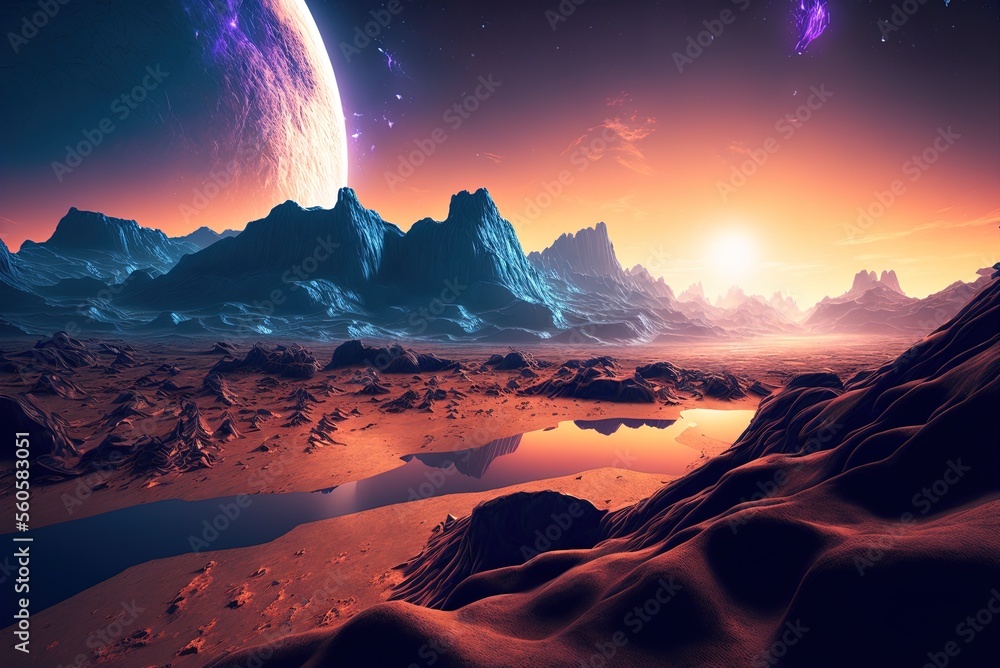 Poster ambient environment of a distant world. generative ai