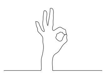 continuous line drawing hand showing ok gesture - PNG image with transparent background