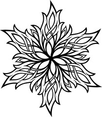 Stylized Victorian Gothic flower ornament. Designed contour circular symmetry ornamental elements