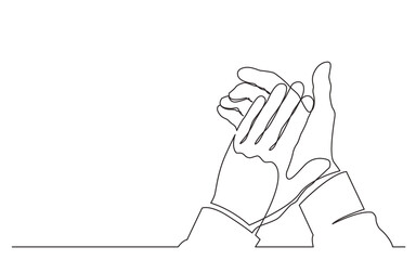 continuous line drawing hands applauding - PNG image with transparent background