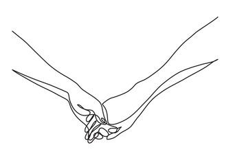 continuous line drawing hands holding together - PNG image with transparent background