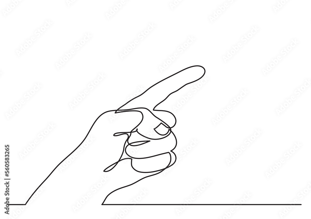 Poster continuous line drawing pointing finger gesture - png image with transparent background