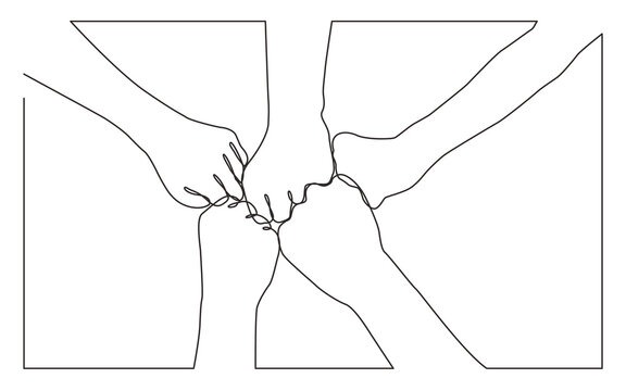 continuous line drawing team bumping fists together - PNG image with transparent background