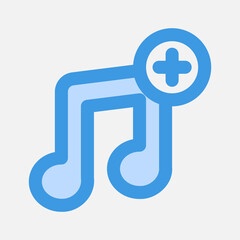 Add music icon in blue style about multimedia, use for website mobile app presentation