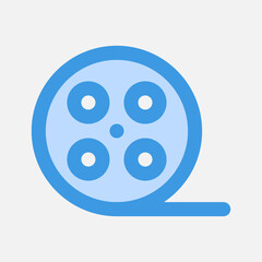 Movie reel icon in blue style about multimedia, use for website mobile app presentation