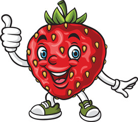 Cartoon strawberry mascot character