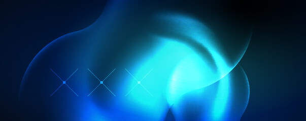Neon glowing waves, magic energy space light concept, abstract background wallpaper design