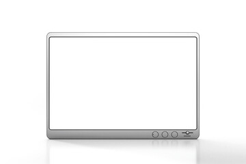 Modern silver computer monitor mockup isolated on white background with circle button, Screen with blank with copy space for a text, 3d rendering