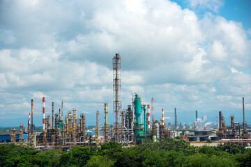 Fototapeta na wymiar Oil refinery towers in the city of Barrancabermeja. Colombia.