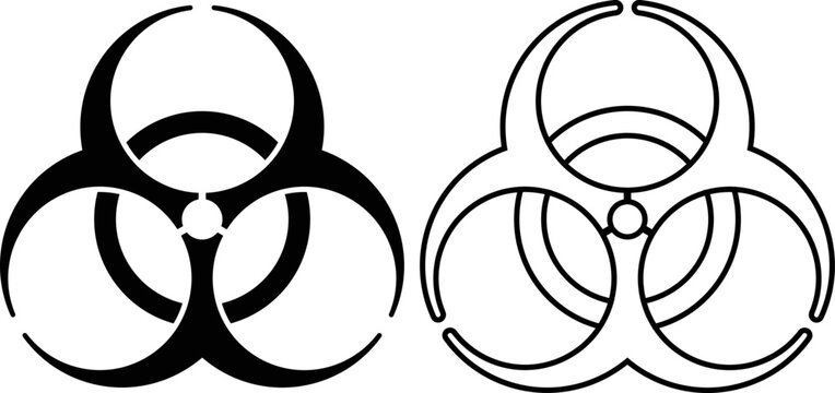 Biohazard symbol toxic sign for biologically harmful substances vector graphic. Editable stroke.
