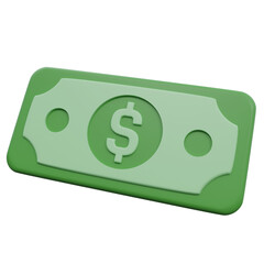 dollar money 3d render icon with transparent background