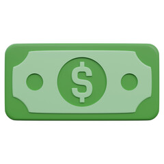 dollar money 3d render icon with transparent background