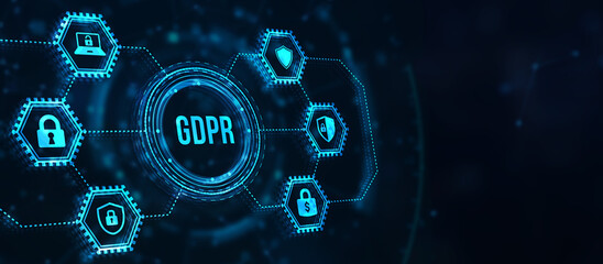 Internet, business, Technology and network concept. Cyber security data protection business technology privacy concept. 3d illustration