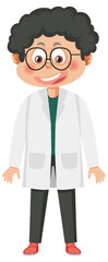 A boy wearing lab coat