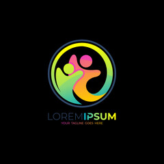 Human care logo with circle design community, 3d colorful