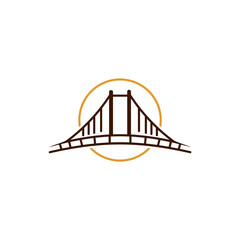 Bridge construction logo icon design vector