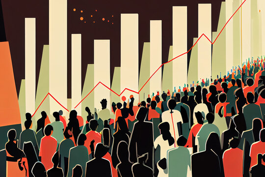 Crowd Of People Overlooking Charts And Graphs, Generative Ai
