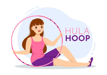 Hula Hoop Illustration with People Exercising Playing Hula Hoops and Fitness Training in Sports Activity Flat Cartoon Hand Drawn Templates