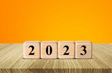 2023 numbers on wooden cubes for new year