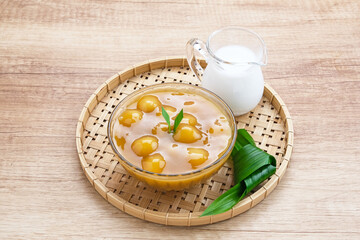 Bubur candil or kolak biji salak, Indonesian traditional food made from sticky rice flour, brown sugar and coconut milk. Popular during ramadan. 
