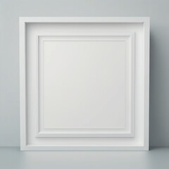 an empty white frame is placed leaning against a concrete wall, generative ai
