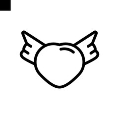 heart with wings icon line style vector