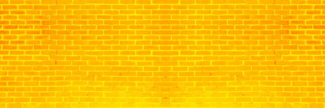 Classic yellow brick wall texture close up. Top view. Modern brick wall wallpaper design for web or graphic art projects. 