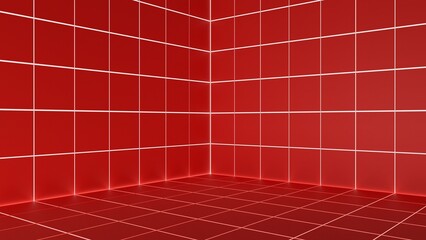 blank red wall in the red room.3d rendering.	