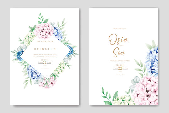 Beautiiful Floral Hydrangea Wedding Invitation Card 