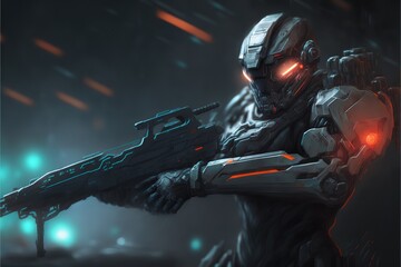 Sci-fi soldier from shooter game