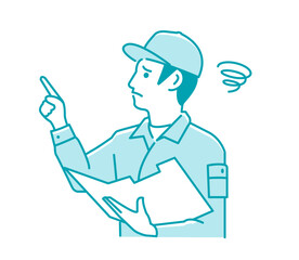 Vector illustration of a male worker doing regular inspection | confused, puzzled