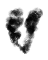 Naklejka premium Abstract black puffs of smoke swirl overlay on transparent background pollution. Royalty high-quality free stock PNG image of abstract smoke overlays on white backgrounds. Black smoke swirls fragments