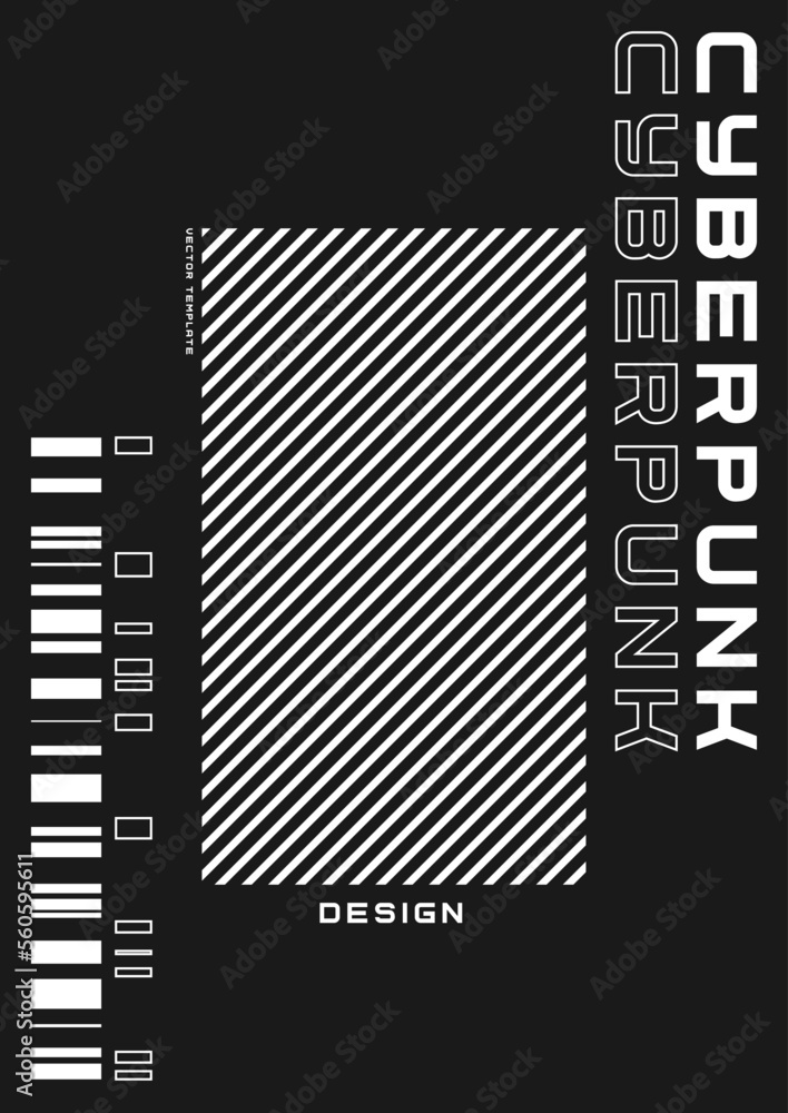 Poster cyberpunk futuristic poster. modern cyberpunk design for web and print template. tech style flyer. f