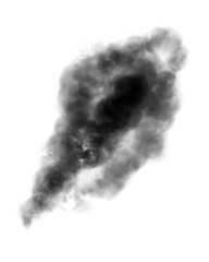 Plakat Abstract black puffs of smoke swirl overlay on transparent background pollution. Royalty high-quality free stock PNG image of abstract smoke overlays on white backgrounds. Black smoke swirls fragments