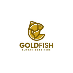 Vector Logo Illustration Gold Fish Simple Mascot Style