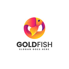 Vector Logo Illustration Gold Fish Gradient Colorful Style