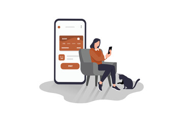 Online shopping. paid for mobile banking, Online order flat vector illustration. internet store